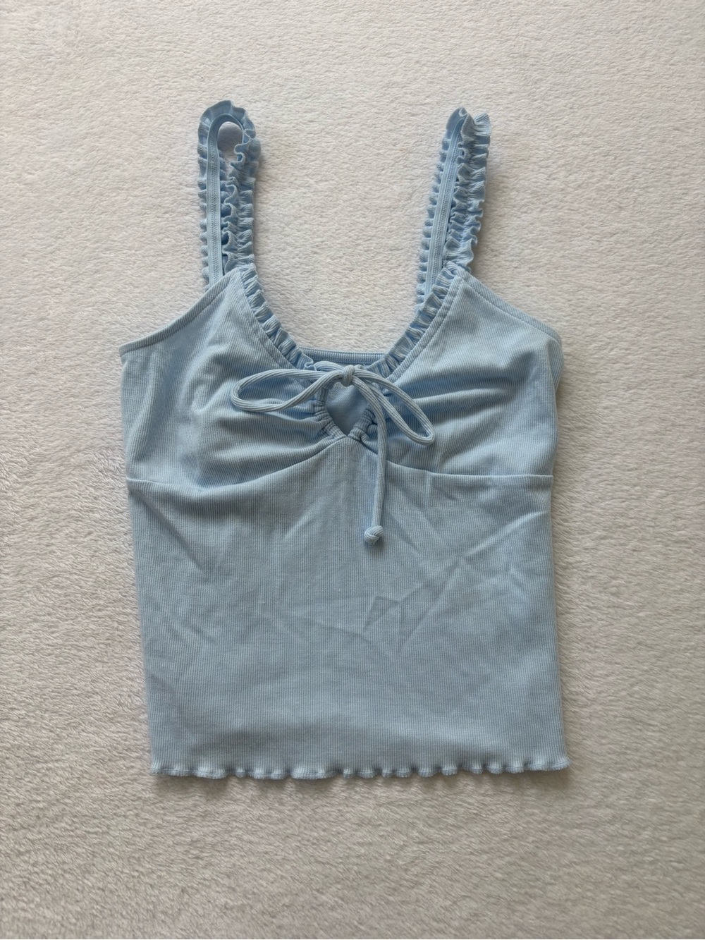 American Eagle Outfitters Baby Blue Ruffled Tie-Front Camisole